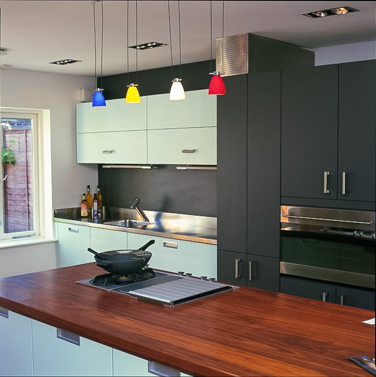 Walnut worktop with hob cut out