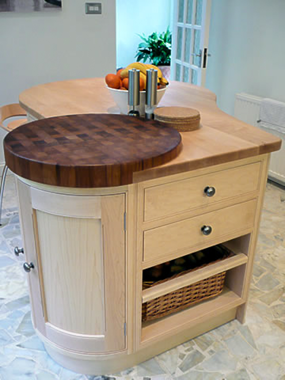 Maple Worktop with Iroko Chopping Block